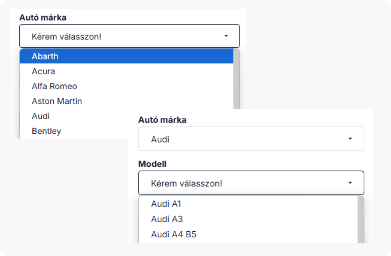 Dinamikus választó fejlesztés